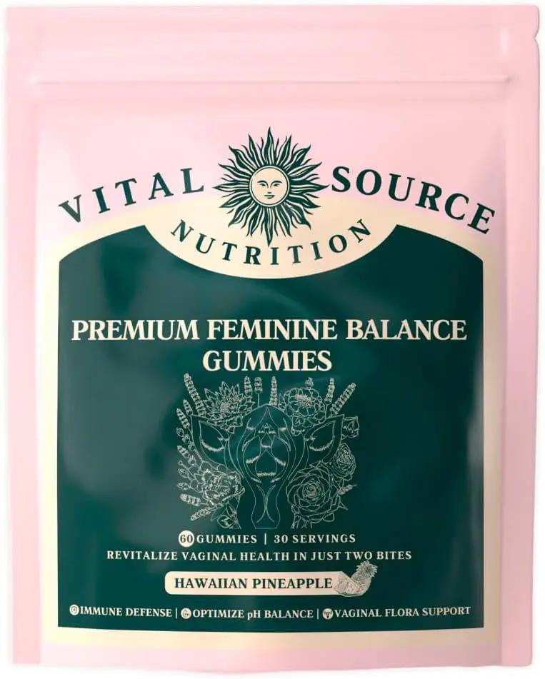 Vital Source Nutrition Vital Source Nutrition Vaginal Probiotic Gummies for Women - pH Balance and Immune Defense, Support Healthy Odor and Vaginal Flora - Vegan, Gluten-Free - Hawaiian Pineapple - 60 Gummies - 30 Servings