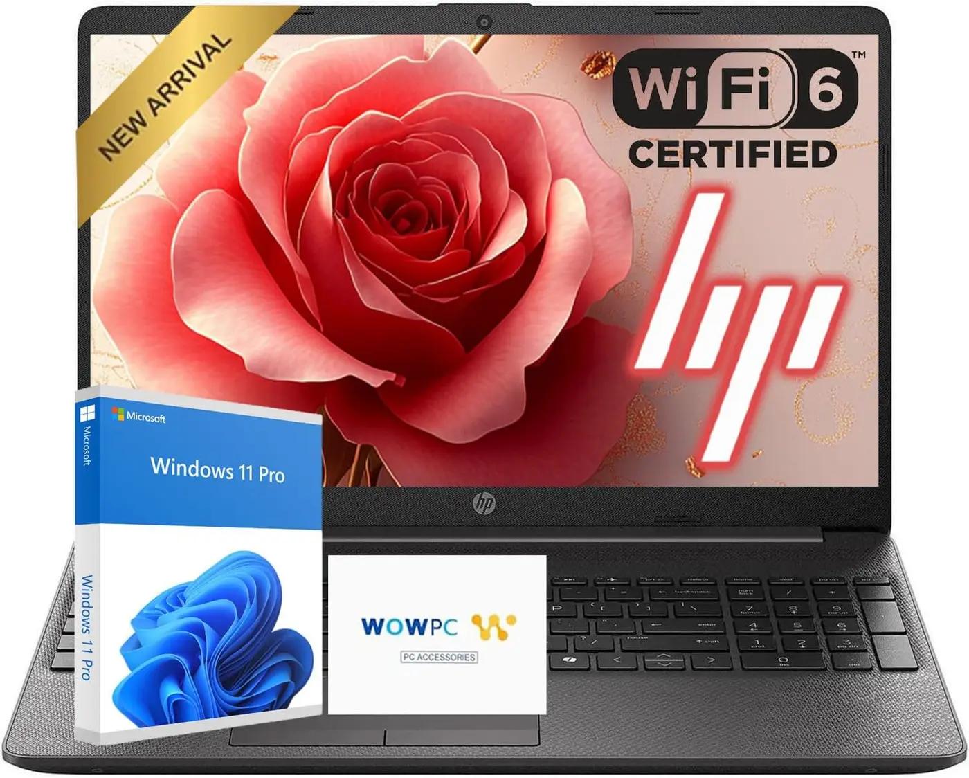 HP 15.6" FHD Laptop Computer | Latest AMD High-Performance CPU | 16GB RAM | 256GB SSD | Windows 11 Pro | Fast Wi-Fi 6 &amp; Bluetooth 5 | Up to 10H Battery for Work &amp; School | WOWPC USB