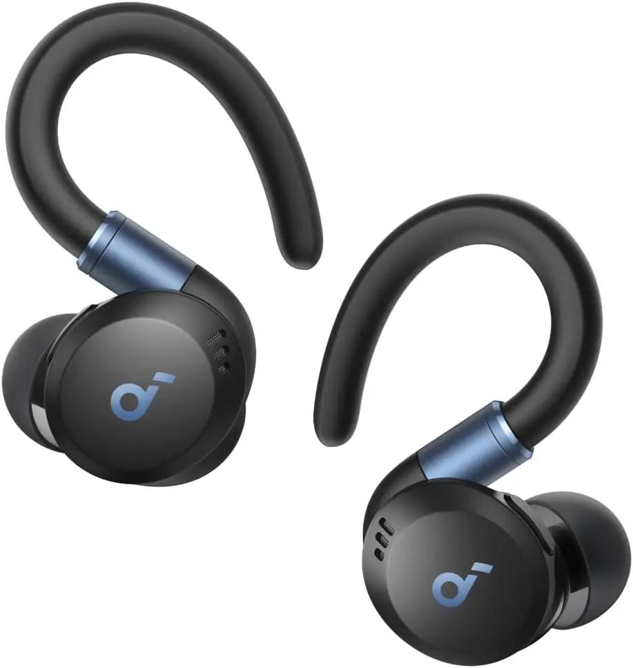 Soundcore Sport X20 by Anker, True-Wireless Workout Earbuds, Rotatable and Extendable Ear Hooks, Noise Cancelling, Deep Bass, IP68 Waterproof, Sweatproof, Dustproof, 48H Play, Sport Earbuds for Gym ClimatePartner certified