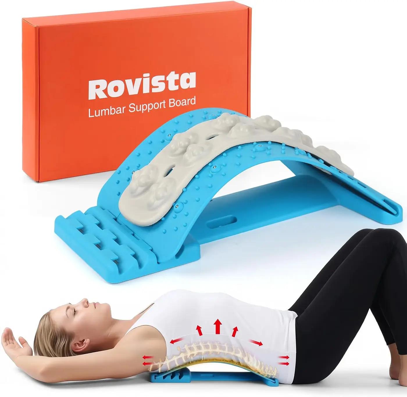 Premium Back Stretcher for Lower Back Pain Relief – 4-Level Adjustable Lumbar Support Board with Soft EVA Massage Strip – Durable &amp; Portable Back Cracker to Release Tension and Reset Your Day (Blue)
