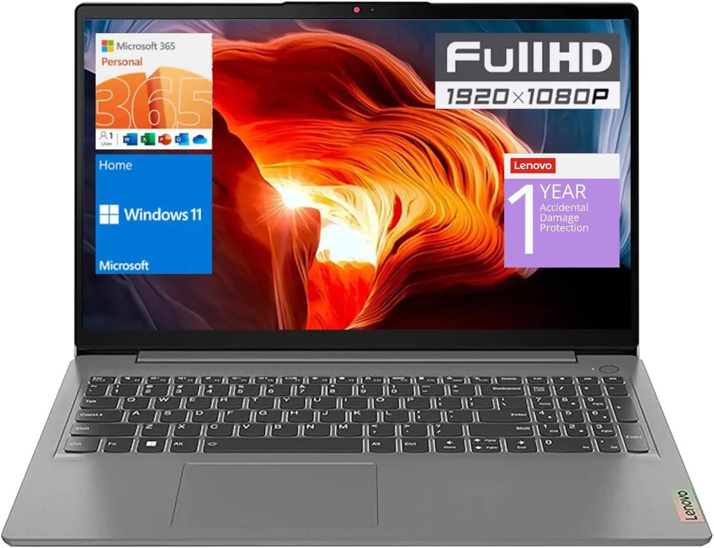 Lenovo IdeaPad 1 Laptop, 15.6” FHD Display, Intel Celeron N4500 Processor, 12GB RAM, 512GB SSD, SD Card Reader, Numeric Keypad, HDMI, Wi-Fi 6, Windows 11 Home, 1 Year Office 365, Grey