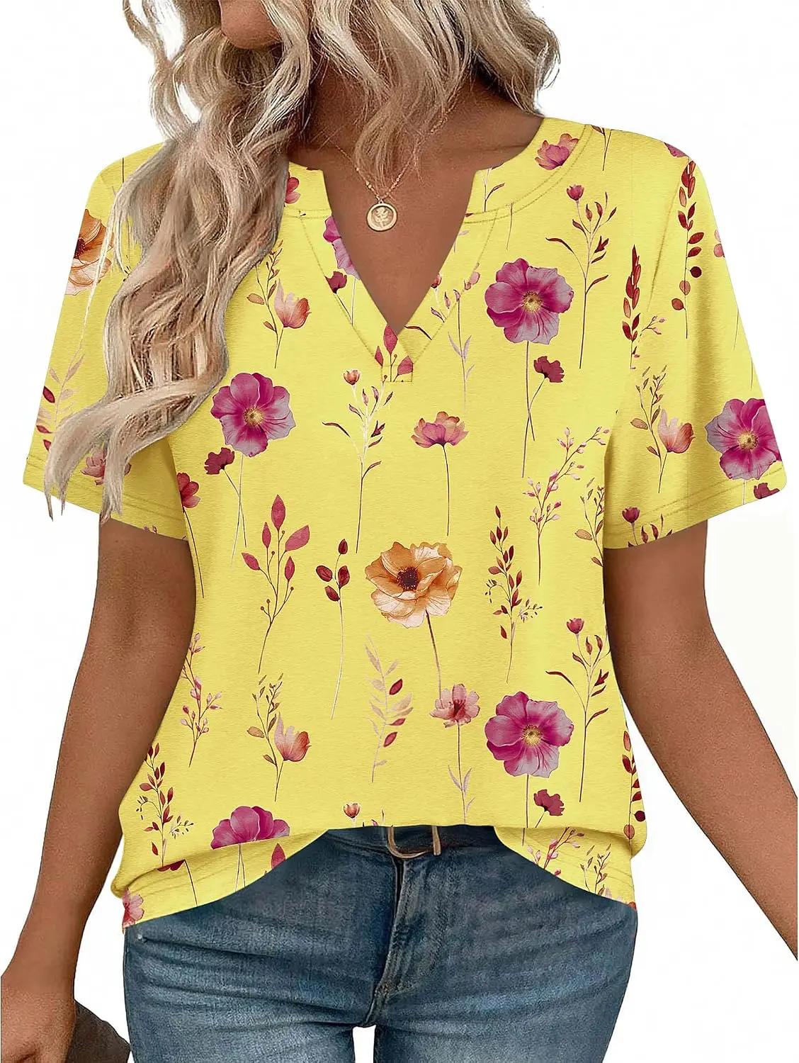 Zeagoo Womens Tops Short Sleeve V Neck Tee Shirts Cute Dressy Casual Clothing Business Work Blouse