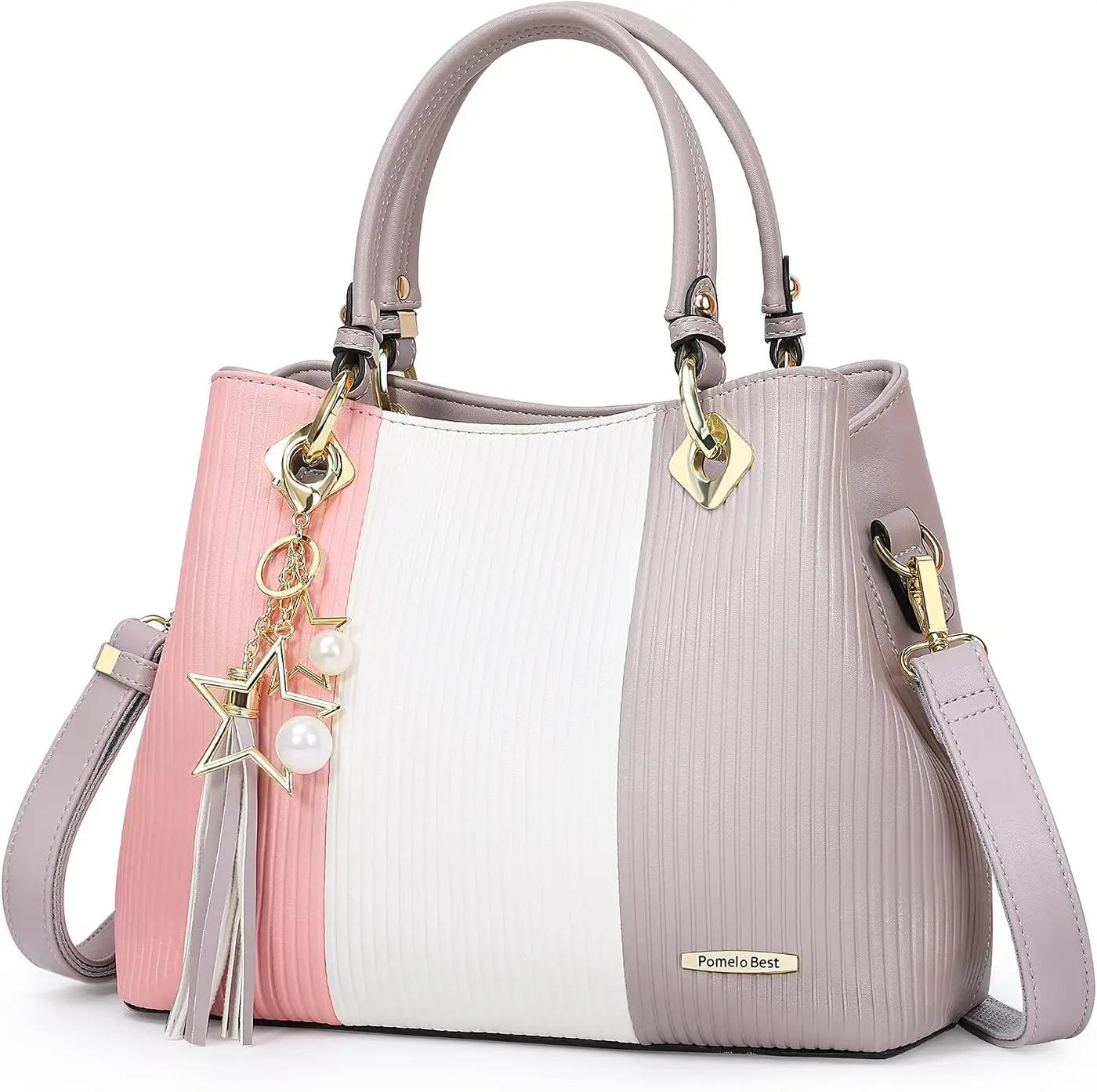 Pomelo Best Purses and Handbags for Women with Multiple Pockets, Leather Top Handle Satchel Fashion Tote Shoulder Bags Ladies