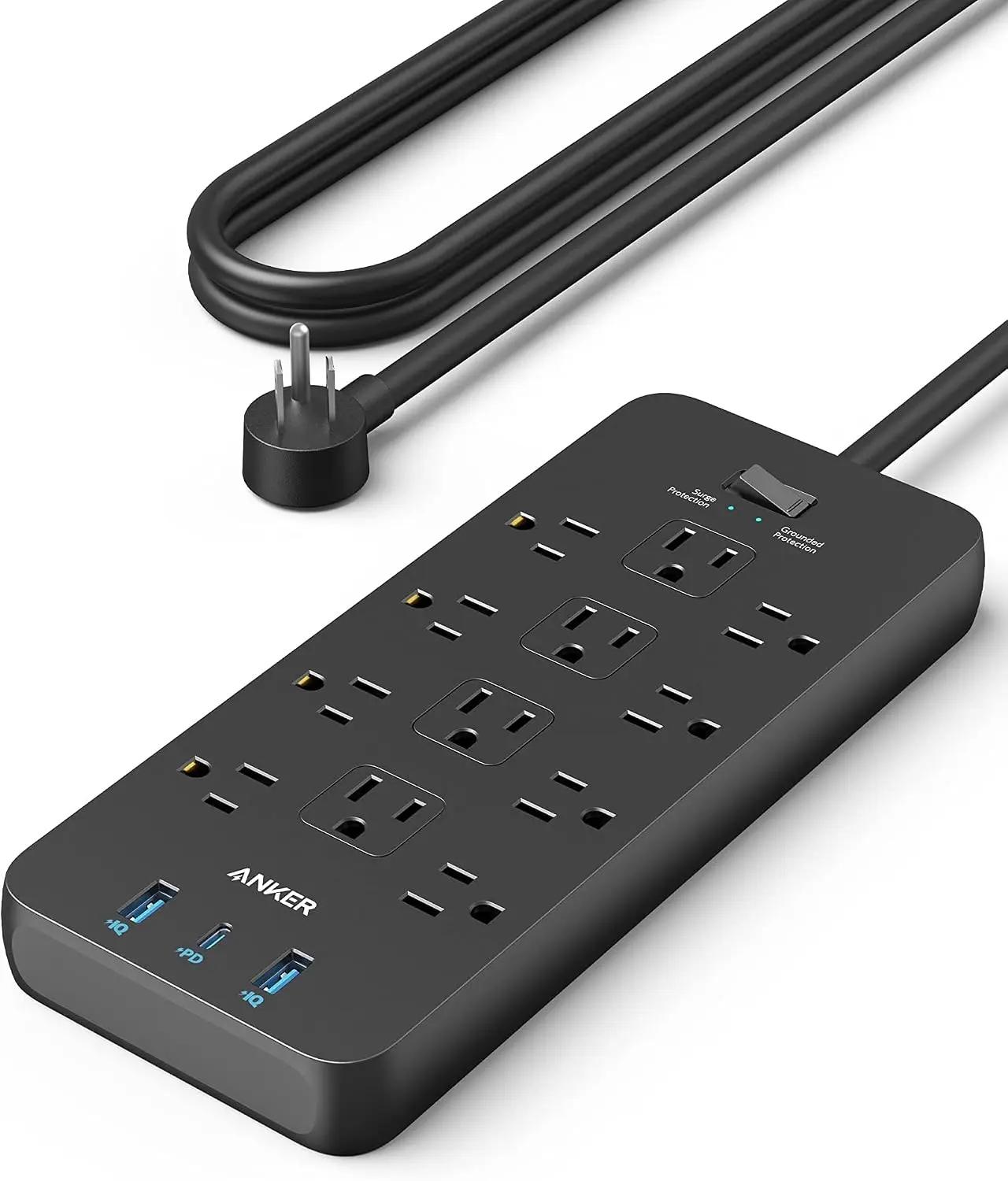 Anker Power Strip with 2100J Surge Protector, Outlet Extender, 5ft Extension Cord with Multiple Outlets, 12 AC, 2 USB A,1 USB C Port for 20W, Home Office, Dorm Room Essentials, TUV Listed ClimatePartner certified