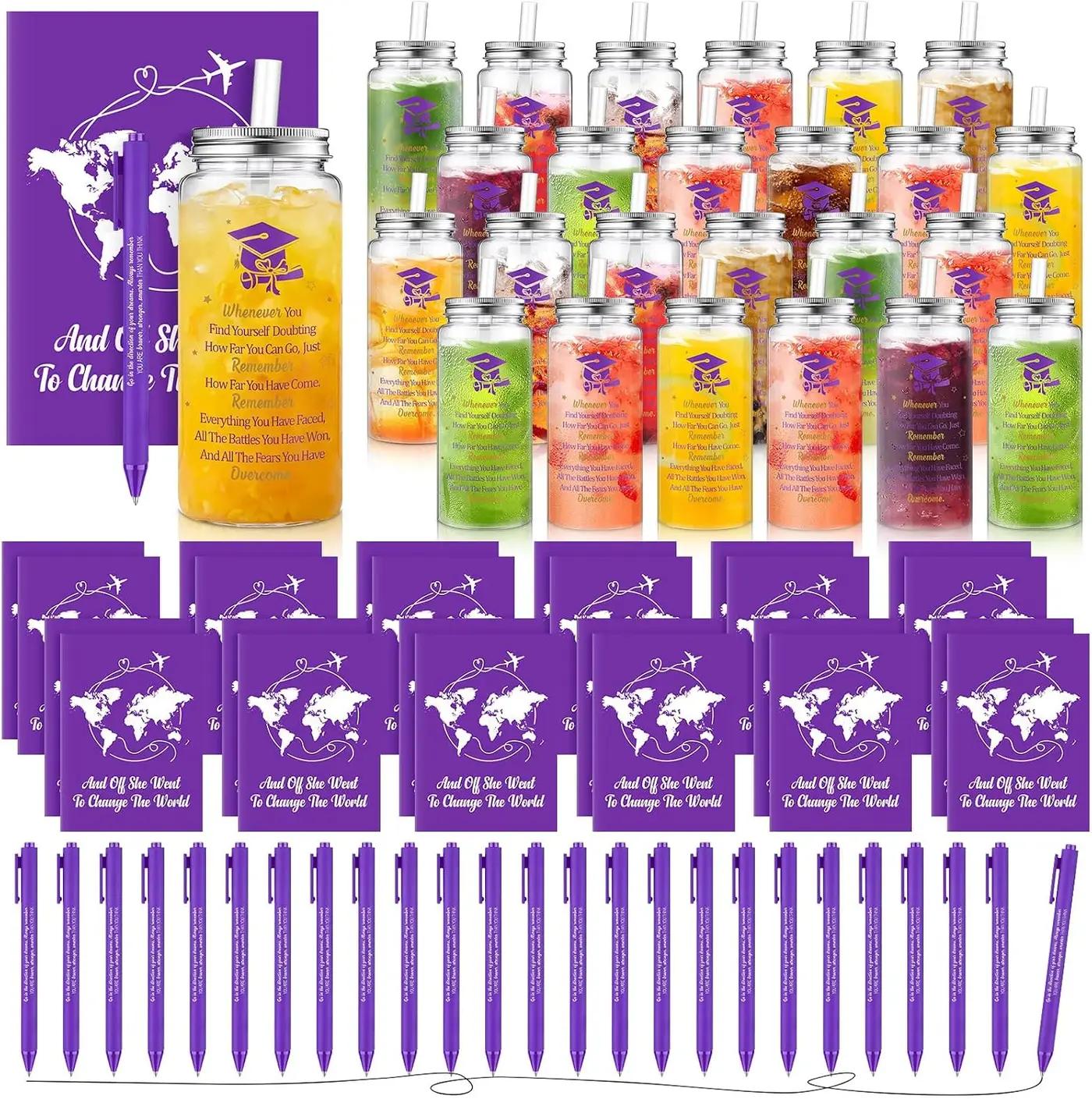 AmazingSpark 72 Pcs Class of 2026 Graduation Gift Set 13.5 oz Graduation Plastic Cups Bulk with Lids Straws Inspirational Notebooks Motivational Pens Gift for Congrats Grad Party Favors Supplies