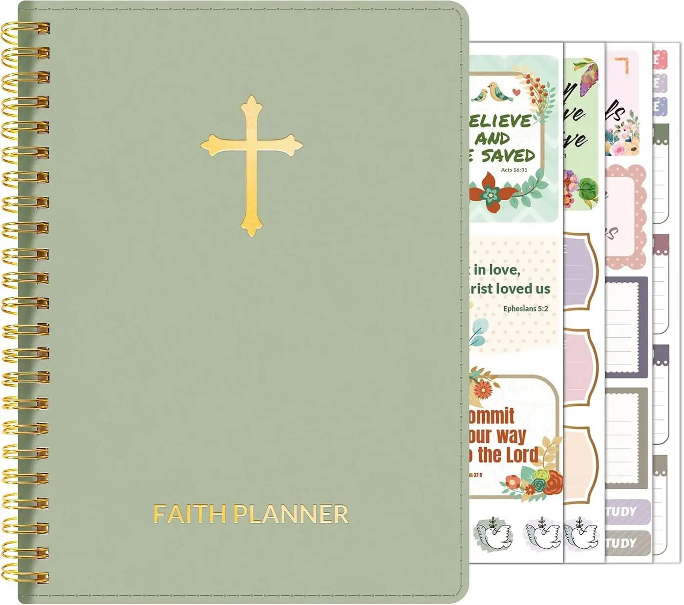 2026 Christian Planner - 12 Month Bible Journal and Prayer Planner A5 Spiral Bound, Monthly &amp; Weekly Christian Organizer Gifts for Women Men (Grey Green)