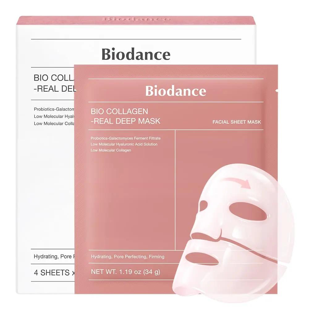 BIODANCE Bio-Collagen Real Deep Mask, Hydrating Overnight Hydrogel Face Mask, Pore Minimizing, Elasticity, Plumping, Travel Essentials &amp; Self Care Gifts for Women, Korean Skin Care | 1.19oz(34g) x 4ea