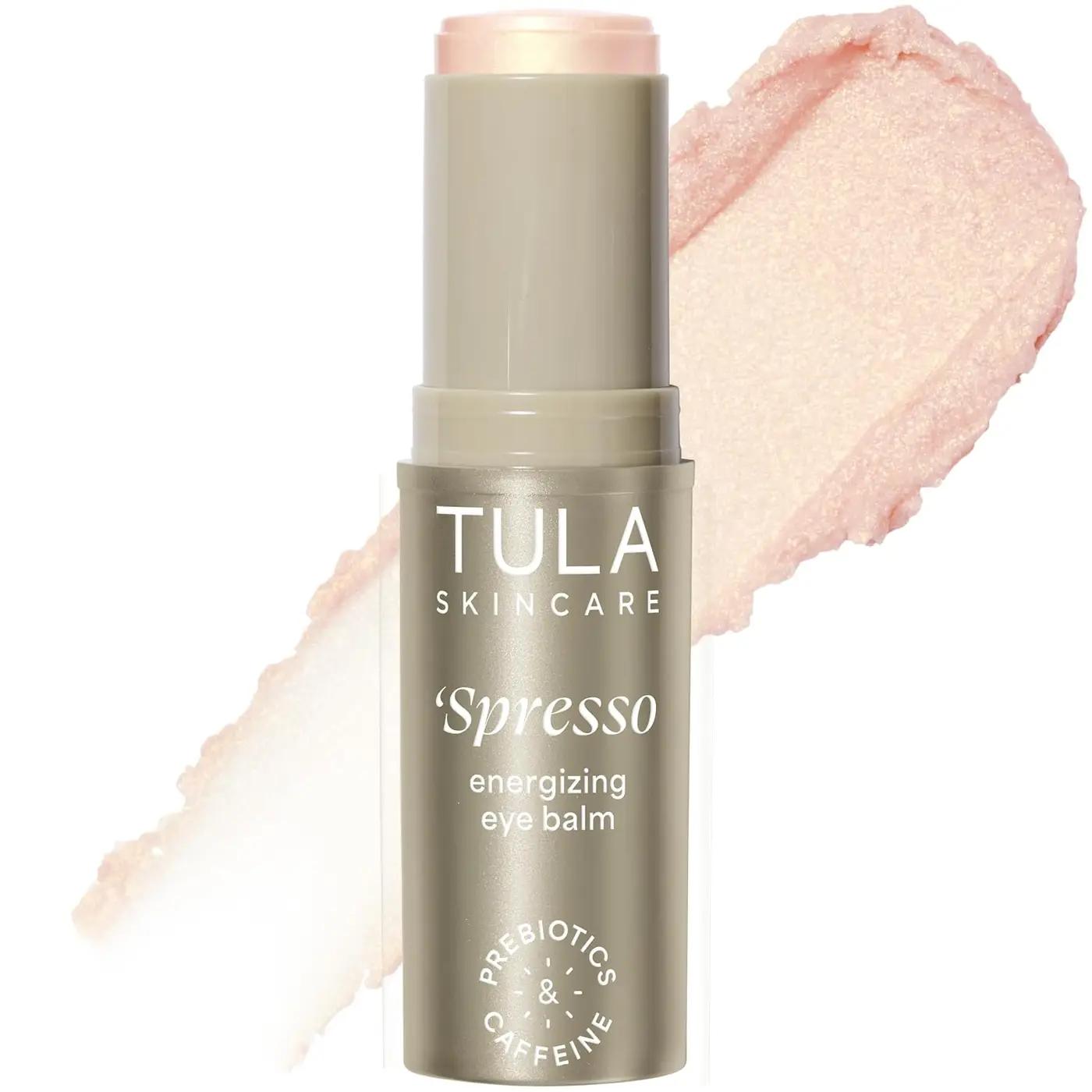 TULA Skin Care Spresso Energizing Eye Balm - Energizing &amp; Hydrating Caffeine Under Eye Treatment for Dark Circles, Portable and Perfect to Use On-the-go, 0.35 oz.