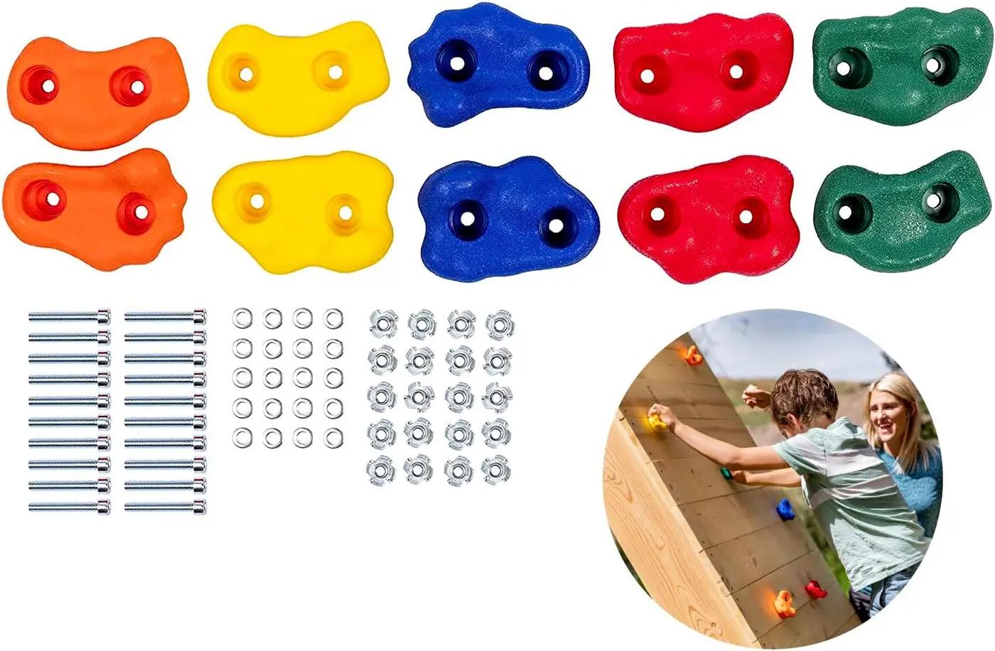 Squirrel Products Rock Climbing Holds for Kids, Deluxe Extra Large Climbing Rocks with Mounting Hardware - DIY Rock Wall Indoor &amp; Outdoor Playground Accessories Wall Climbing Kit - Ages 3+