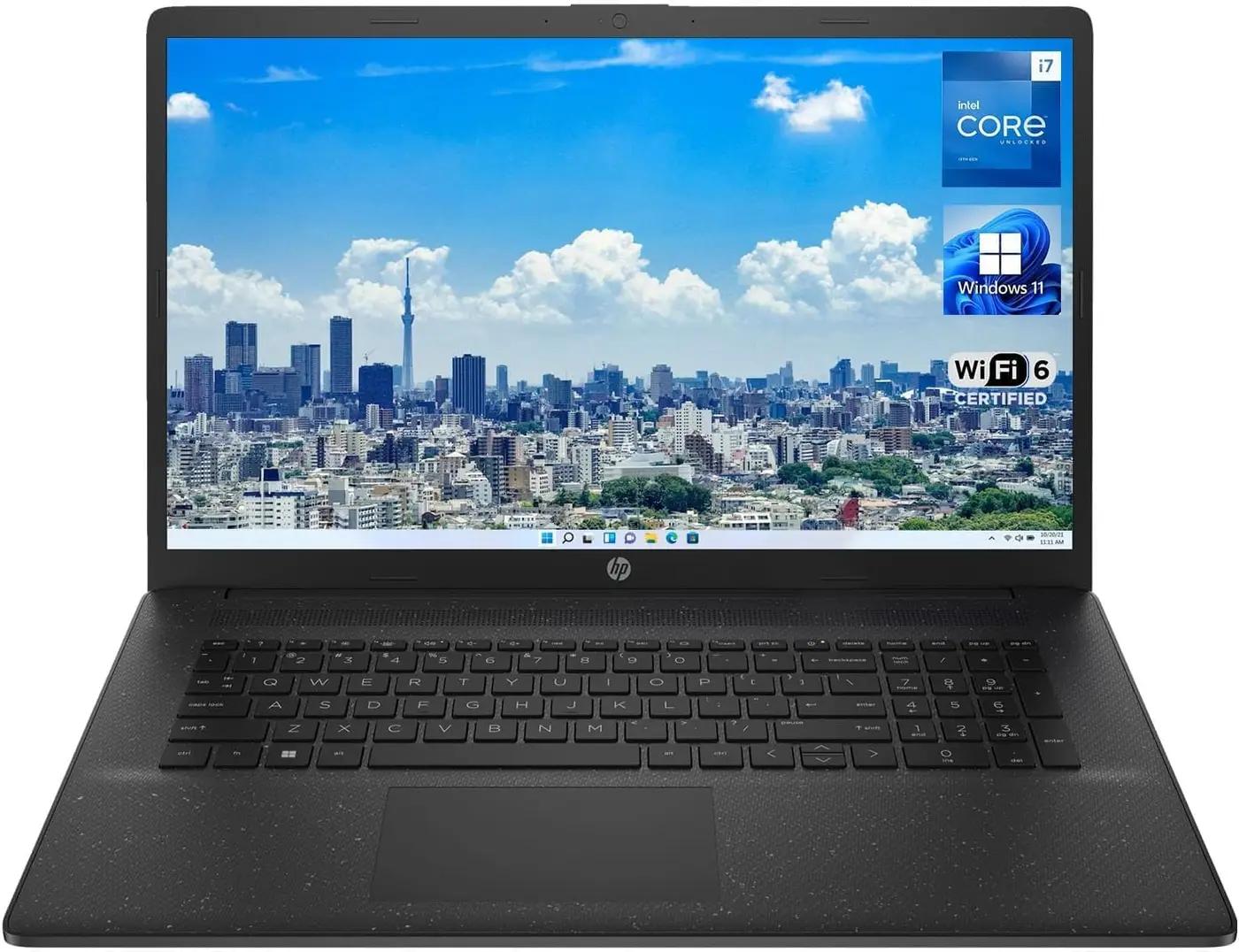 HP 2023 Latest Essential Business Laptop, 17.3" FHD Screen, Intel Core i7-1355U, 32GB RAM, 1TB SSD, Wi-Fi 6, Webcam, HDMI, Black, Windows 11 Pro (Renewed)