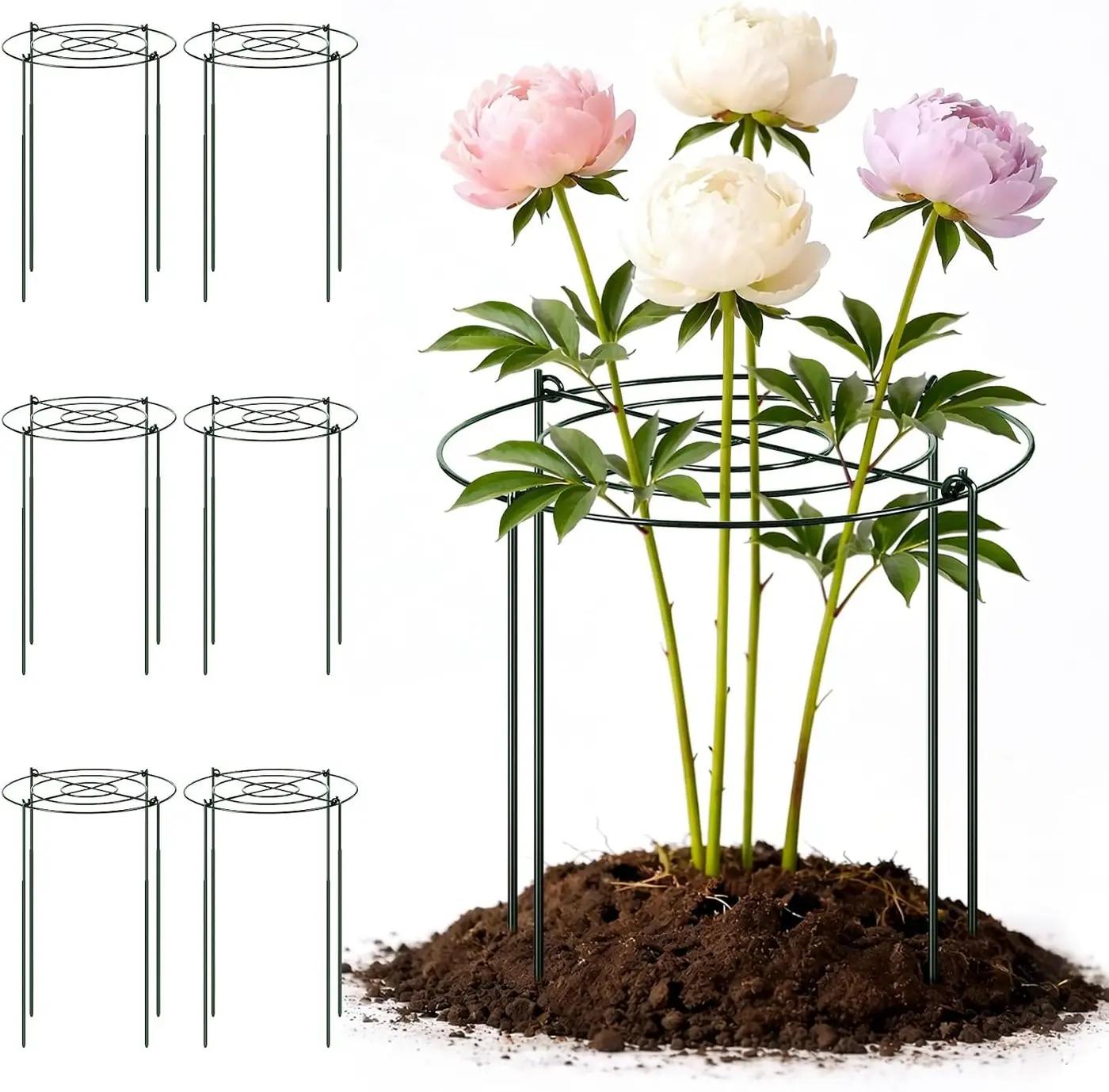 Geelin 6 Pcs Adjustable Peony Cages and Supports, 24 x 12 Inch / 9 x 12 Inch Metal Peony Support Cage, Large Plant Frame Rings for Garden Outdoor Plants Flowers Tomato Vegetables, Height Adjustable