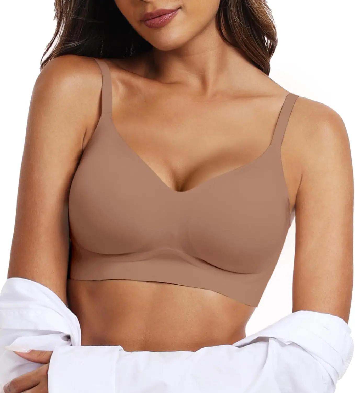 OEAK Womens Wireless Jelly Bras Comfortable Push Up Bra No Underwire Gel Bra Full Support Lift Everyday Seamless Tshirt Bras OEKO-TEX STANDARD 100