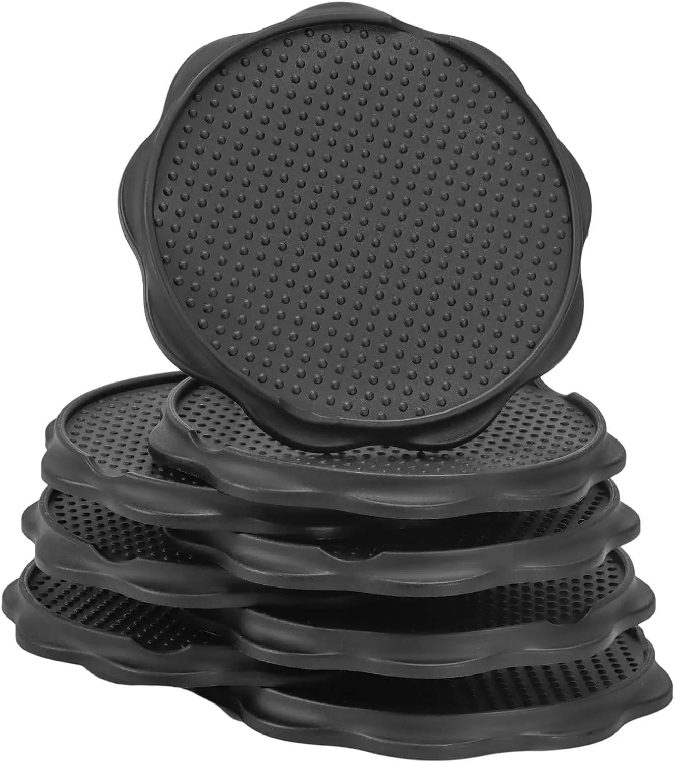 Furniture Pads for Camping Chairs Anti-Sinking Outdoor Furniture Cups Chair Leg Protectors for Sand, Lawn or Soft Ground (8, Black, 5.35 in)